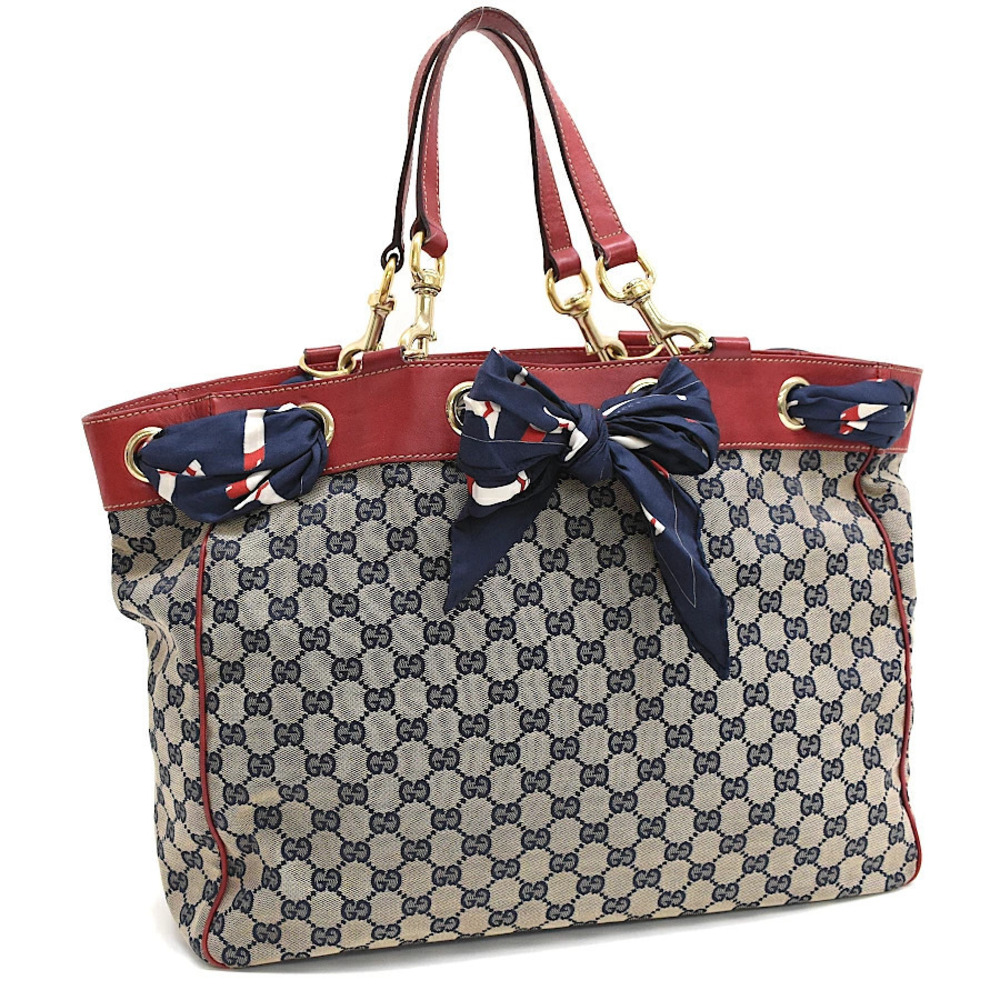 Gucci Positano Tote Bag GG Canvas Beige Cream Scarf